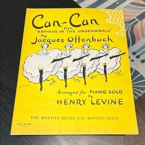 VTG Yellow Can-Can Jacques Offenbach Piano Boston Music Co. Sheet Music